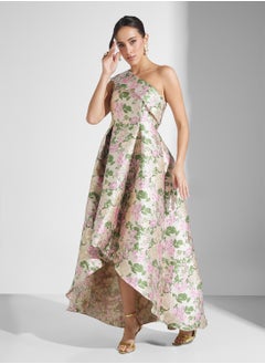 Adrianna Papell Printed Asymmetric One Shoulder Dress  - Image 1