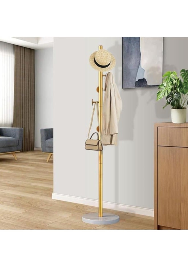 شماعات ، شماعات ، شماعات الرخام قاعدة معدنية عمودية ، مدخل ، الممر ، غرفة نوم ، مكتب مع 7 السنانير شماعات مستقلة ( الذهب ) - Image 2