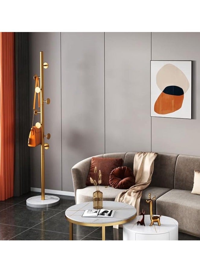 شماعات ، شماعات ، شماعات الرخام قاعدة معدنية عمودية ، مدخل ، الممر ، غرفة نوم ، مكتب مع 7 السنانير شماعات مستقلة ( الذهب ) - Image 3