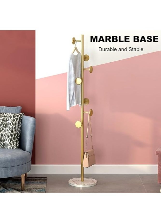 شماعات ، شماعات ، شماعات الرخام قاعدة معدنية عمودية ، مدخل ، الممر ، غرفة نوم ، مكتب مع 7 السنانير شماعات مستقلة ( الذهب ) - Image 4