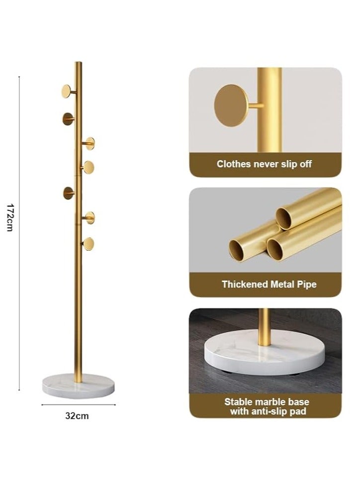 شماعات ، شماعات ، شماعات الرخام قاعدة معدنية عمودية ، مدخل ، الممر ، غرفة نوم ، مكتب مع 7 السنانير شماعات مستقلة ( الذهب ) - Image 5