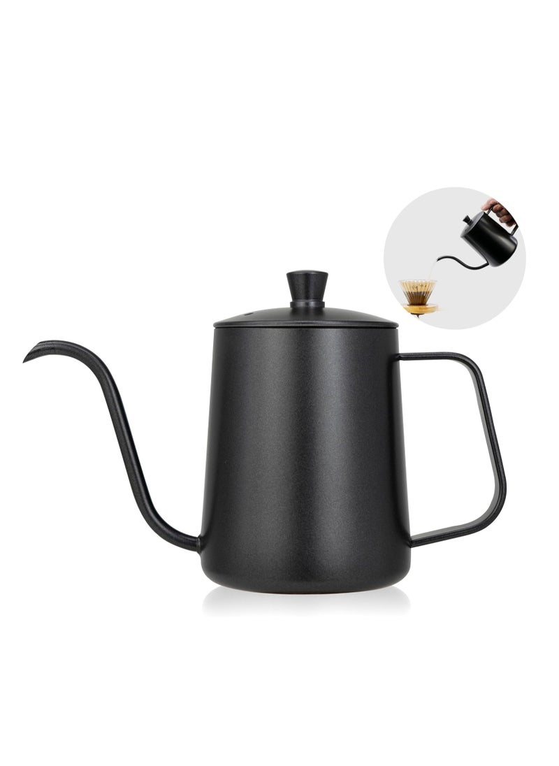 Beauenty Pour Over Kettle Goose neck Long Narrow Spout With Lid Coffee Tea Pot Pitcher for pouring coffee(600ml, Black)  - Image 1