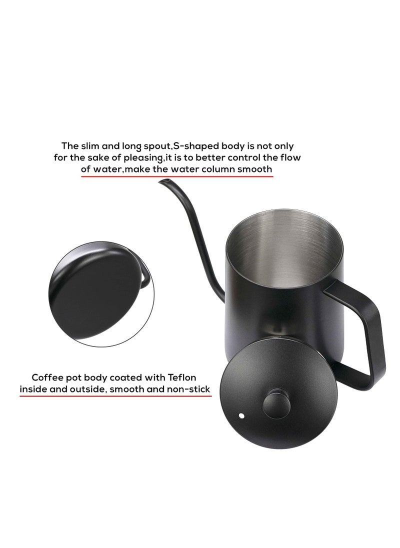Beauenty Pour Over Kettle Goose neck Long Narrow Spout With Lid Coffee Tea Pot Pitcher for pouring coffee(600ml, Black)  - Image 2