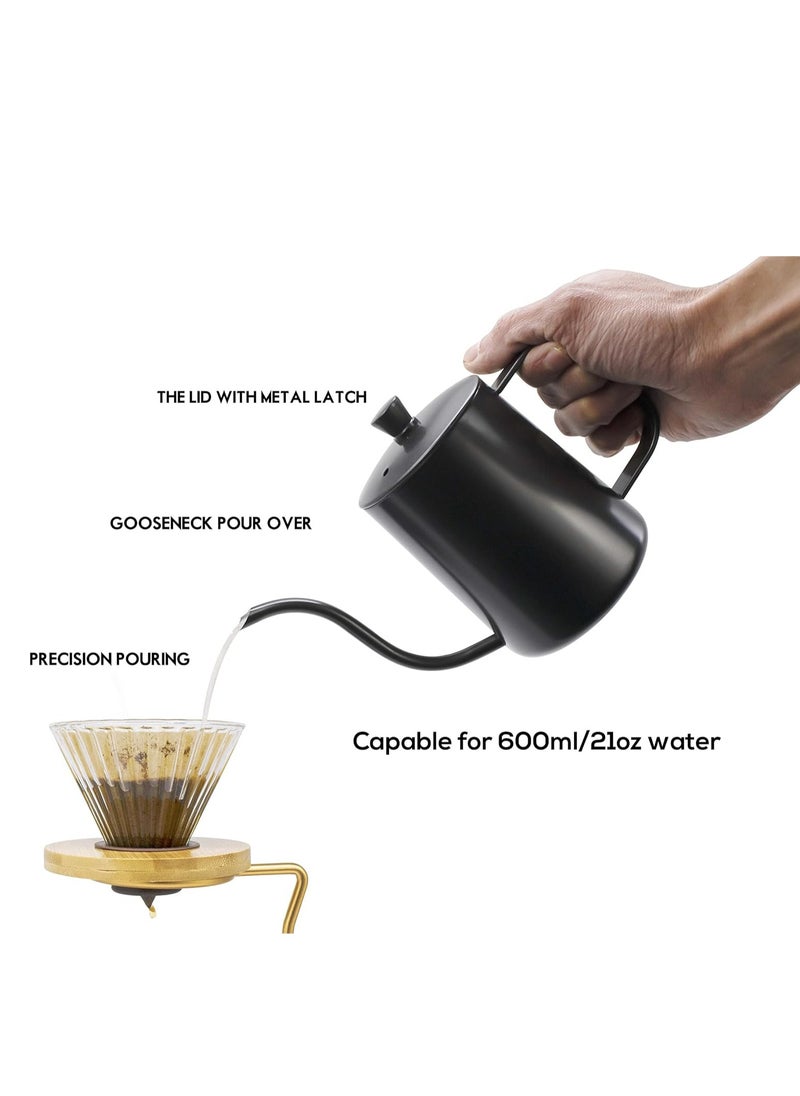 Beauenty Pour Over Kettle Goose neck Long Narrow Spout With Lid Coffee Tea Pot Pitcher for pouring coffee(600ml, Black)  - Image 4