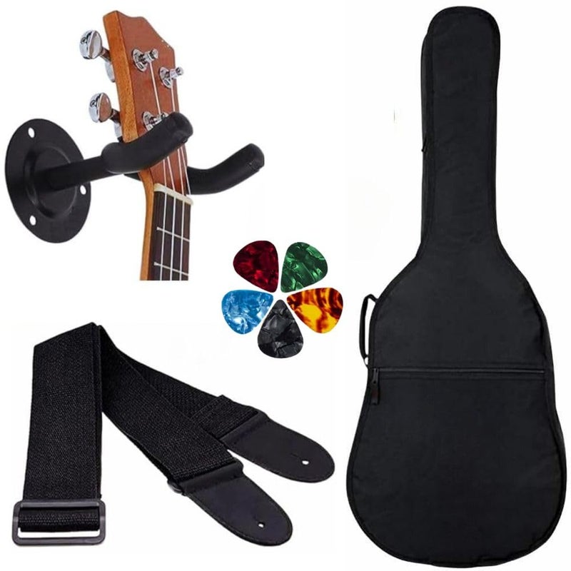 Mocking Bird Acoustic Guitar Bag Guitar Case Cover for 38, 39, 40, 41 inch with Adjustable Guitar Strap Guitar Wall Mount Hanger and Guitar Picks for Acoustic Electric Bass Guitar Cover (Black) - Image 1