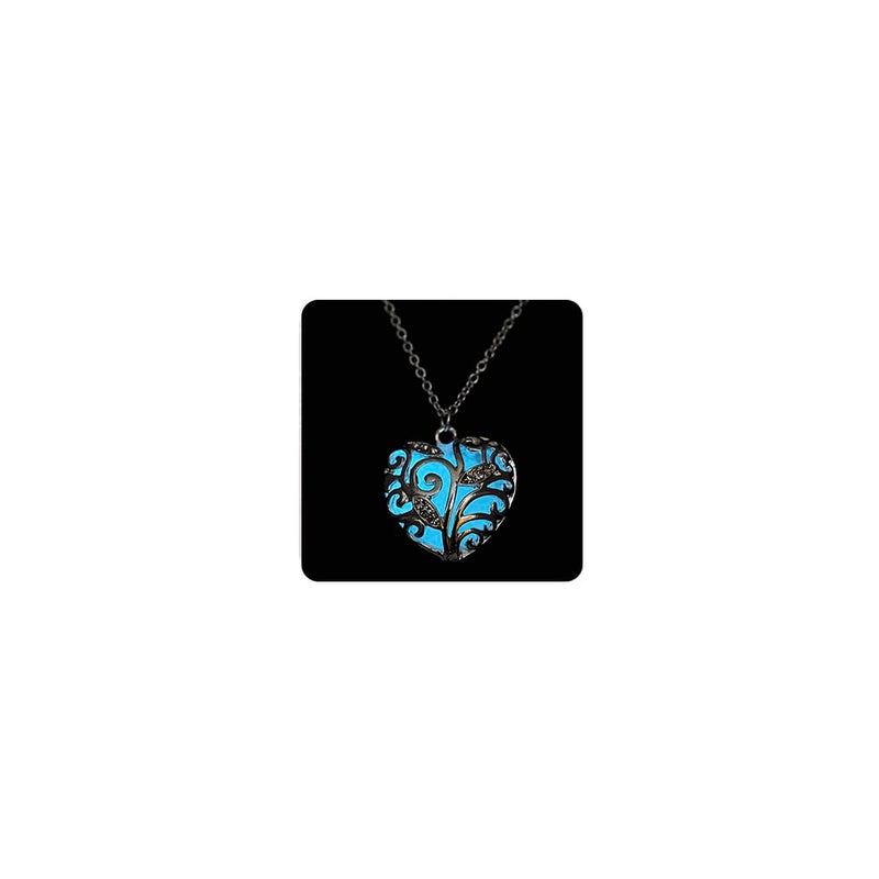 Aimimier Luminous Heart Necklace Halloween Fluorescent Stone Necklace Glow in The Dark Accessories for Women(Blue) - Image 1
