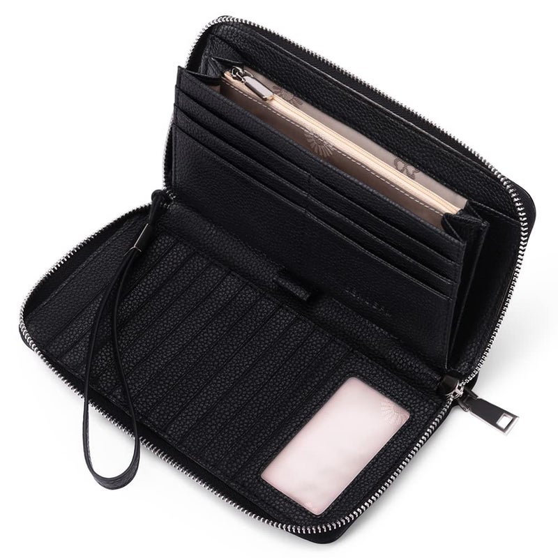 SENDEFN Leather Women's Wallets RFID Blocking Zip Around Large Capacity Long Credit Card Holder Wallet - Image 1