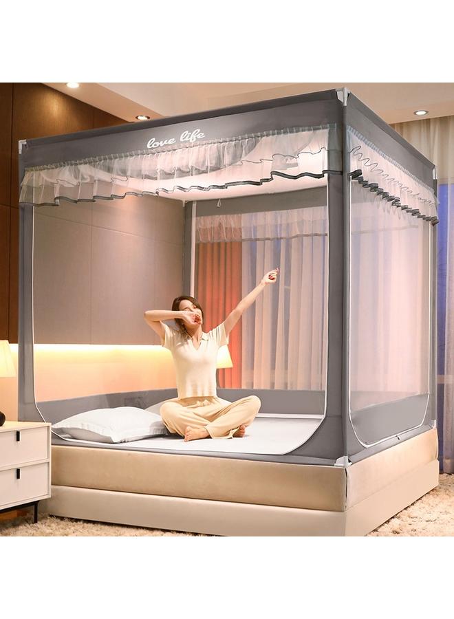 Bluejw Summer Three-door Children's Anti-fall Sitting Bed Mosquito Net Student Dormitory Home Mother And Child Bracket Zipper Mosquito Net Wholesale - Image 2