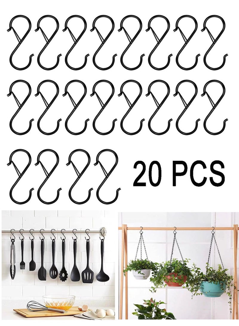 20 Pcs S Hooks for Hanging, Heavy Duty Metal S Shaped Hooks with Safety Buckle  - Image 1