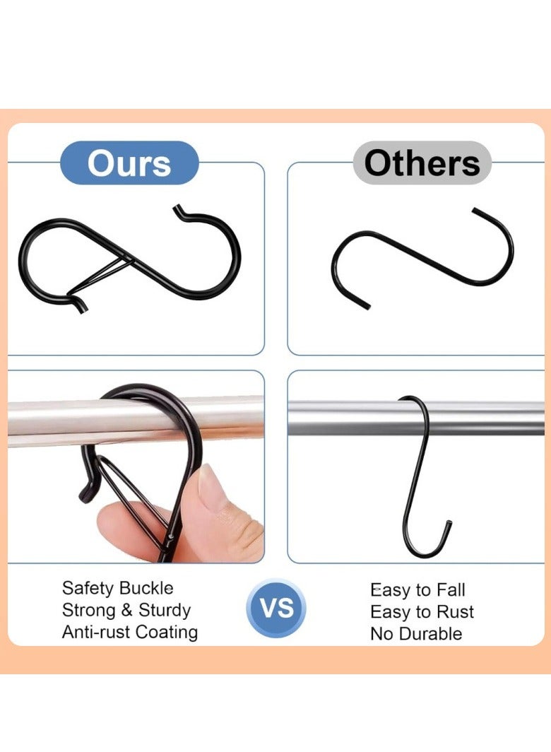 20 Pcs S Hooks for Hanging, Heavy Duty Metal S Shaped Hooks with Safety Buckle  - Image 5
