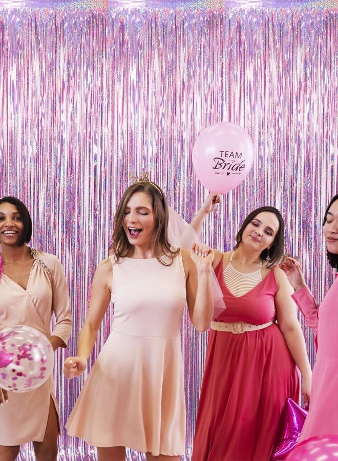 GOER 3.2 ft x 8.2 ft Metallic Tinsel Foil Fringe Curtains Party Photo Backdrop Party Streamers for Birthday,Graduation,New Year Eve Decorations Wedding Decor(3 Packs,Laser Pink) - Image 5