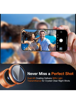 iPhone 17 Pro Max/iPhone 17 Pro Camera Protective Film, 9H Tempered Glass Covers, Individual Lens Protectors, One-Click Installation, Ultra-Tough HD, Anti Scratch & Fingerprint, for iPhone 17 Pro Max/iPhone 17 Pro Case Friendly, 2 - Pack- Orange - view 4