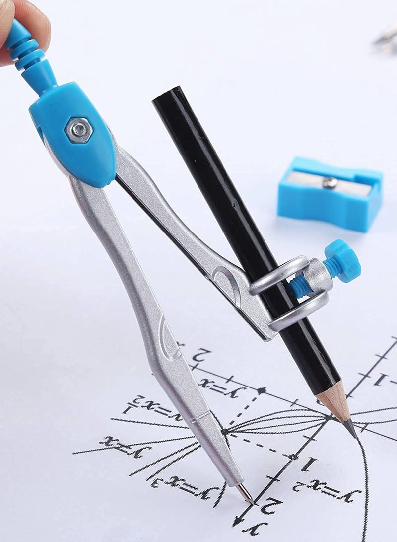 طقم أدوات الهندسة الرياضية 10 قطع لوازم الطلاب مع صندوق تخزين مقاوم للكسر للرسم والتخطيط - Image 4