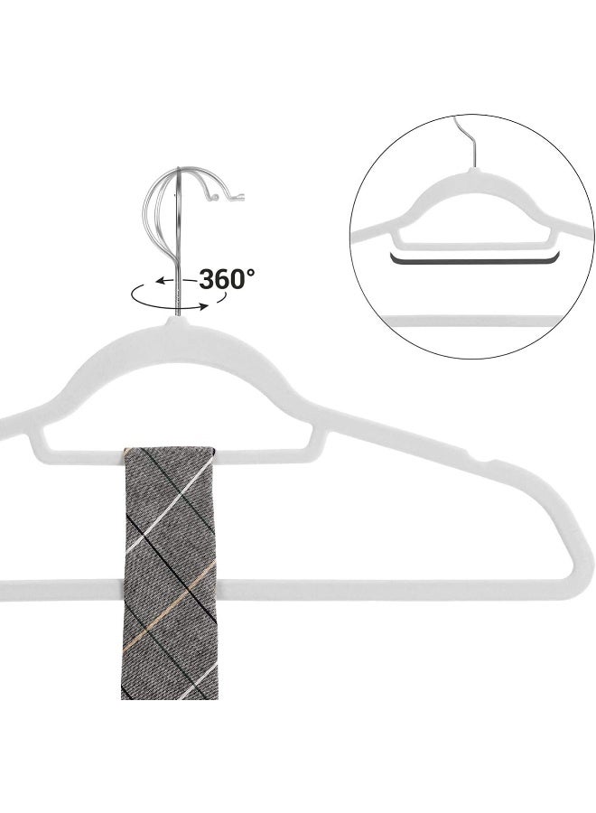Red Dot Gift Red Dot Gift®10-Pack White Non-Slip Velvet Hangers 42cm With 360 Degree Rotatable Hook - Durable & Slim - Non Slip Hangers for Coat Hangers - Pant Hangers  - Image 4