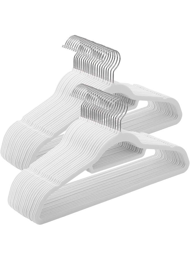 Red Dot Gift Red Dot Gift®10-Pack White Non-Slip Velvet Hangers 42cm With 360 Degree Rotatable Hook - Durable & Slim - Non Slip Hangers for Coat Hangers - Pant Hangers  - Image 1