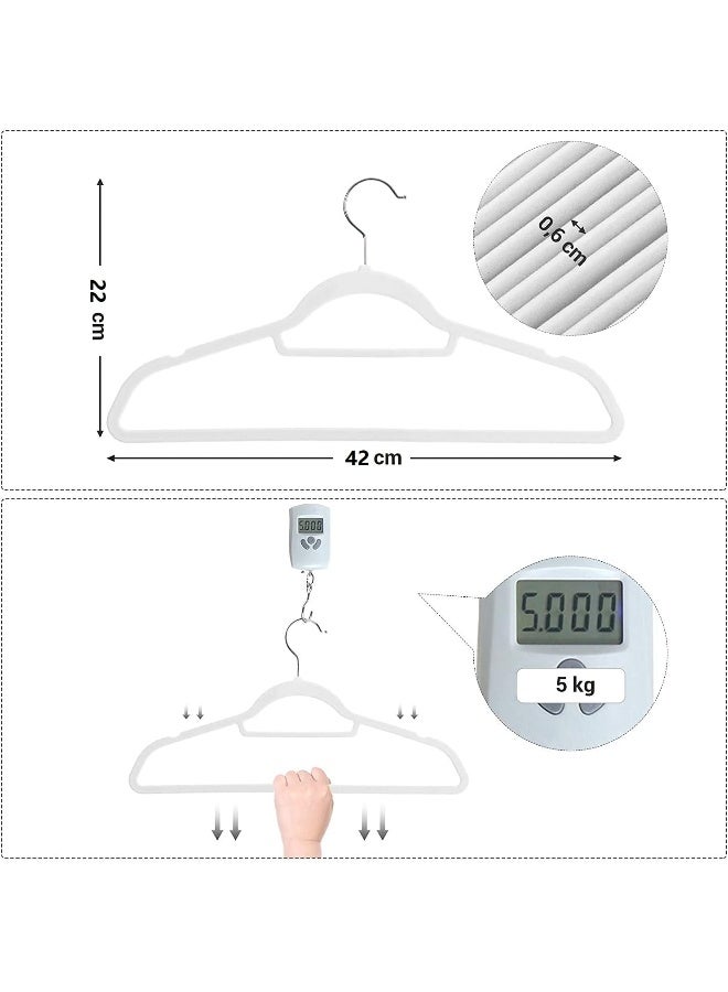 Red Dot Gift Red Dot Gift®10-Pack White Non-Slip Velvet Hangers 42cm With 360 Degree Rotatable Hook - Durable & Slim - Non Slip Hangers for Coat Hangers - Pant Hangers  - Image 2
