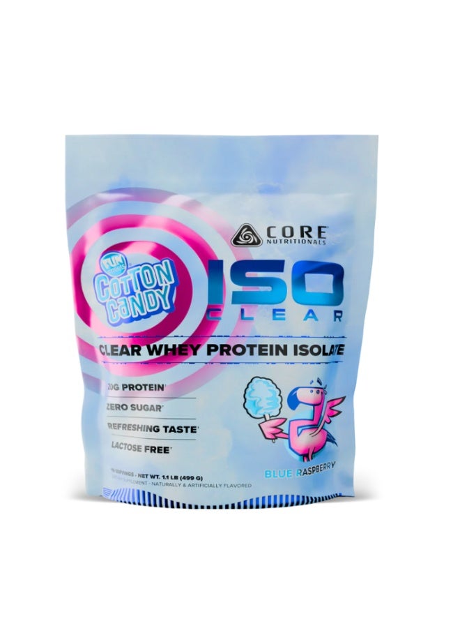 ISO-CLEAR  Ultra-Pure Whey Protein Isolate, Fast-Absorbing & Low-Lactose, Refreshing Clear-Shake Formula for Muscle Recovery & Lean Gains - Fun Sweets Blue Raspberry (1lbs)