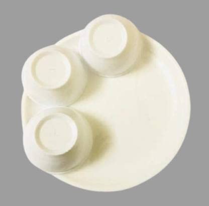 Coolkart Microwave Safe Round Full Dish with Bowl (Pack of 3 Plates & 3 Bowl Set.- 6 Pieces) - White Color - Image 4