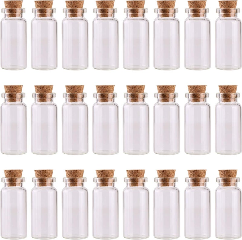 MAXMAU 24PCS 10ml Glass Bottles Mini Vials with Cork Stoppers for DIY Decoration and Wedding Party Favors - Image 1