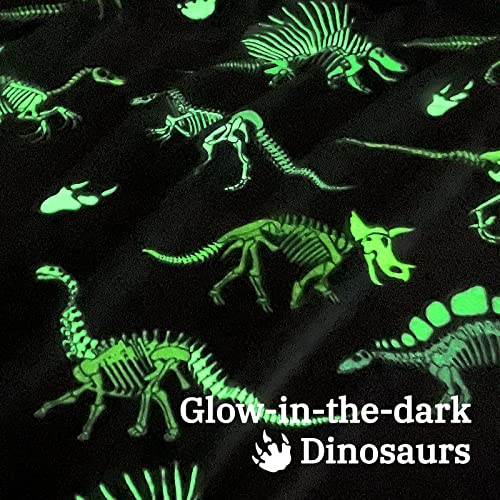 Gdindff Glow in The Dark Dinosaur Blanket for Boys Girls Kids Cute Dino Throw Blankets for Couch, Kids Fleece Blankets, Soft Warm Plush Dinosaur Toddler Blanket Luminous - Image 4