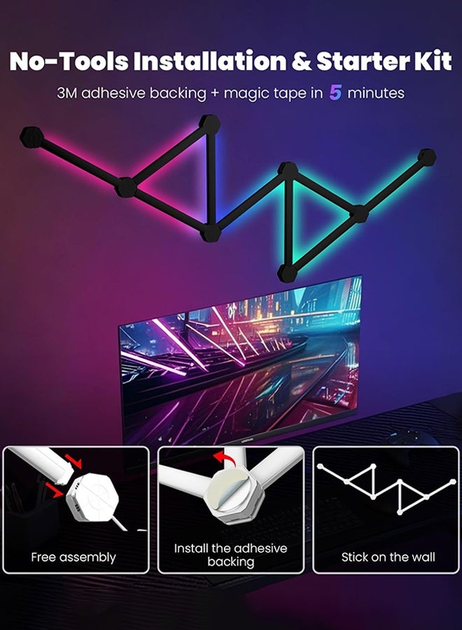 كوزينيست 9PCS مجموعة إضاءة حائط ذكية LED RGB 16 مليون لون تزامن موسيقي تحكم صوتي إضاءة ديكور متعددة الاستخدامات - Image 5