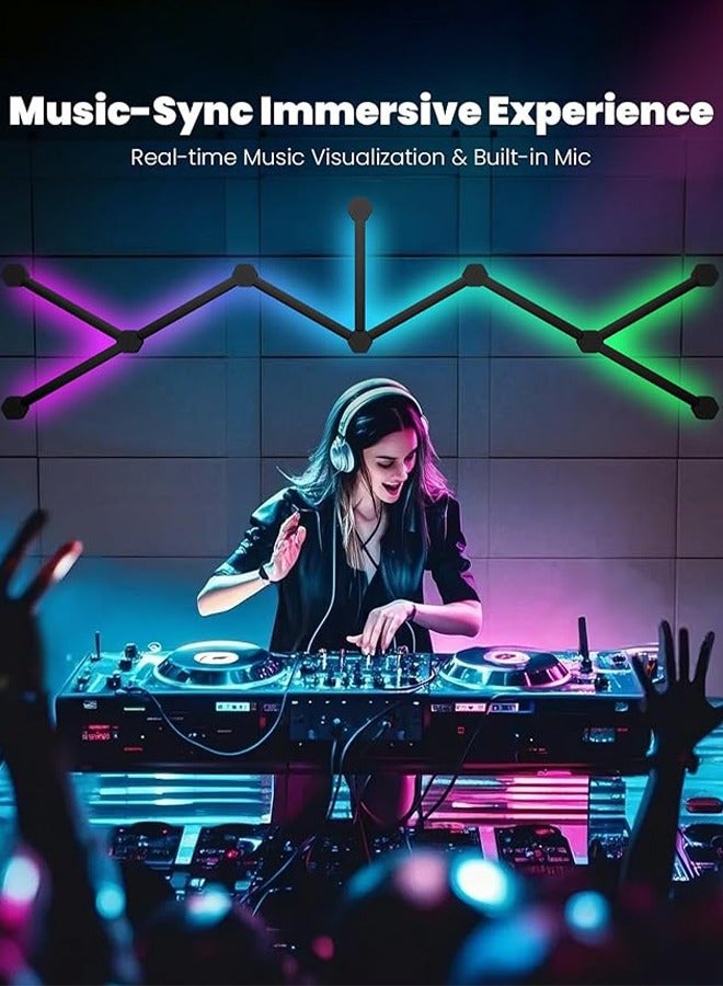 كوزينيست 9PCS مجموعة إضاءة حائط ذكية LED RGB 16 مليون لون تزامن موسيقي تحكم صوتي إضاءة ديكور متعددة الاستخدامات - Image 3