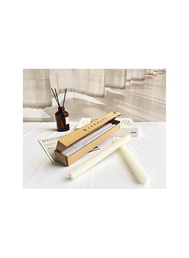 The Bros White Beeswax Taper Candles Set of 2 Pcs, 9" Long Candles for Candlesticks in White,Dripless & Smokeless, Burning Time 4 Hours - Image 5