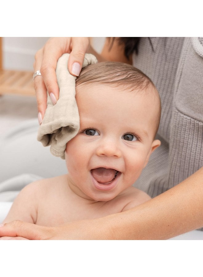 Comfy Cubs Baby Washcloths, Muslin Cotton Baby Towels 10 Pack -Large 10”x10” Wash Cloths Soft on Sensitive Skin, Absorbent for Boys & Girls, Newborn Baby & Toddlers Bibs & Burp Cloths Essentials Set, Sand - Image 4