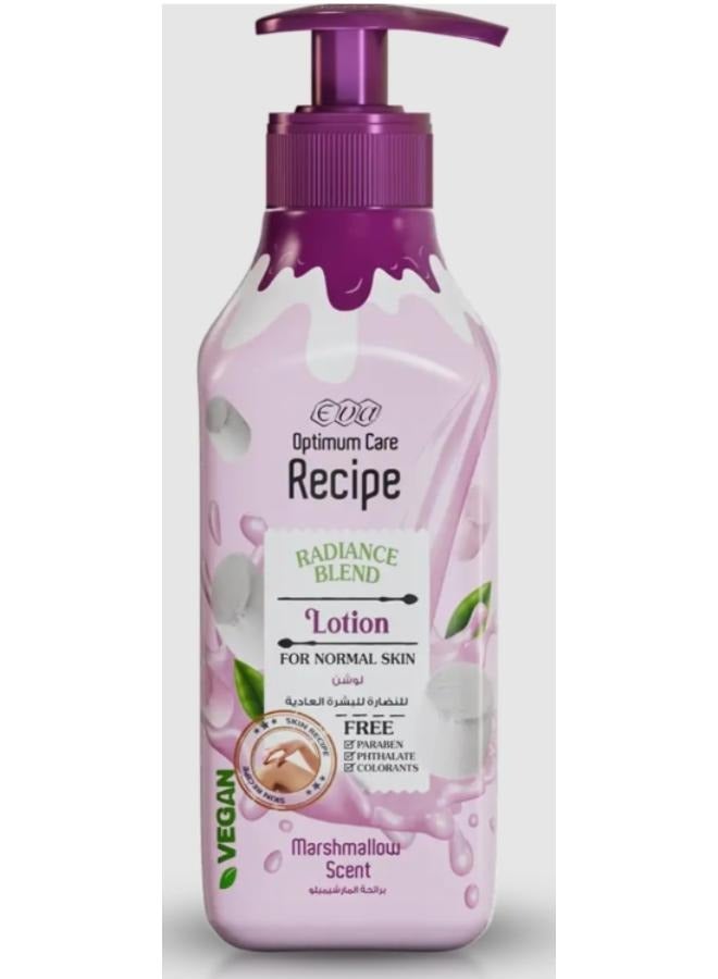 Eva Optimum care Recipe Nourishing Blend lotion for Normal skin -Marshmallow Scent 370 ML.