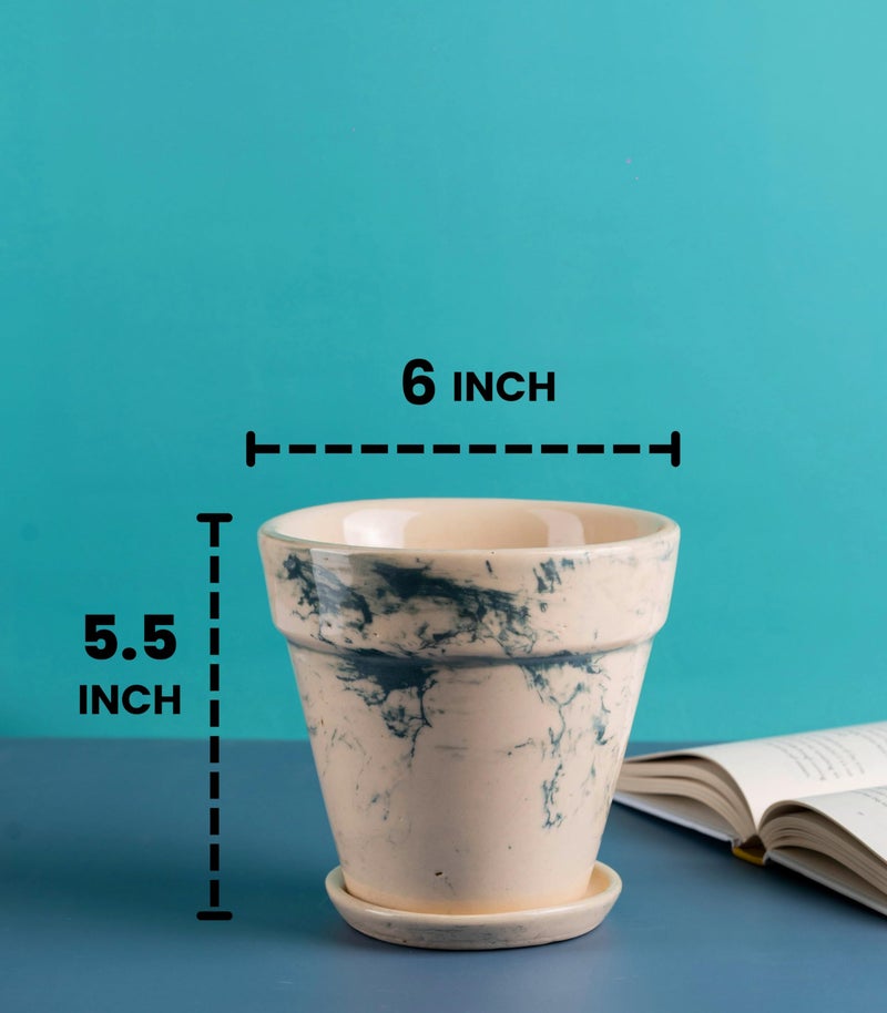 Nurturing Green® Ceramic Pot for Plants, Home & Indoor Decor | Pots for Indoor Plants (Color: Green | Size: 6 Inch Wide *5.5 Inch High | Comes with Bottom Tray) - [Plants are not Included] - Image 2