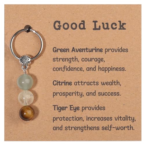 GINAZL Good Luck Keychain gift，Natural Crystals Keychain lucky charm Luckiness Meaning Keychains Accessory Lucky Souvenir Friendship Good Luck in Examination positivity gift(GL) - Image 1