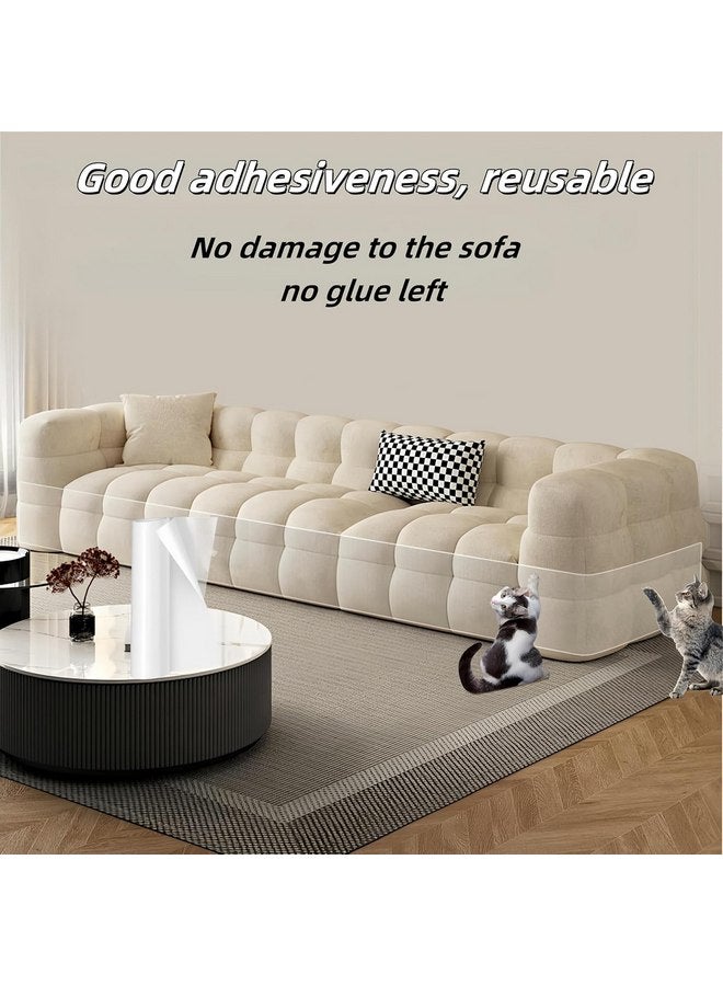 Tinsky 236 x 12 Inch Anti Cat Scratch Furniture Protector Large Couch Protector for Cats Single-Sided Sticky Couch Protector Clear Couch Corner Guards Tape for Furniture Couch Sofa Door Walls - Image 5