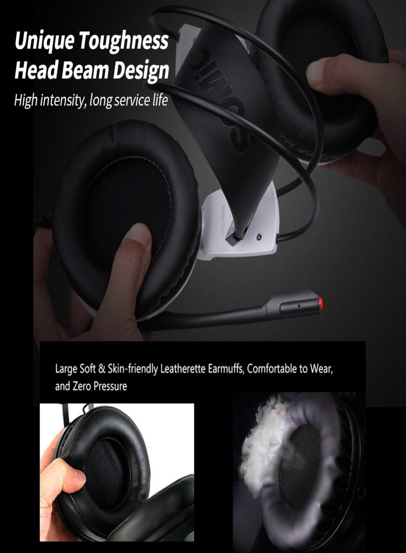 SOMIC G941 USB 7.1 Channel Gaming Headset with 4D Vibration Sound Effect 40mm Driver Unit Wired Controller LED Light White - Image 5