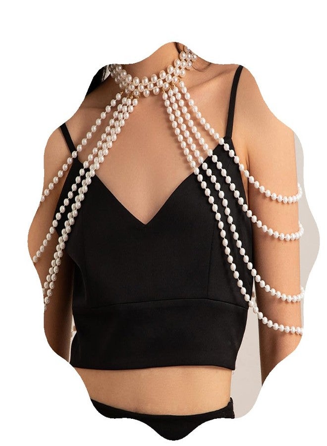 يرتير سلسلة ذهبية للجسم من YERTTER، قلادة كتف، مجوهرات للجسم، قلادة كتف، بيكيني من اللؤلؤ الصناعي، سلاسل حمالة صدر من اللؤلؤ للنساء، أزياء لحفلات الزفاف - Image 1