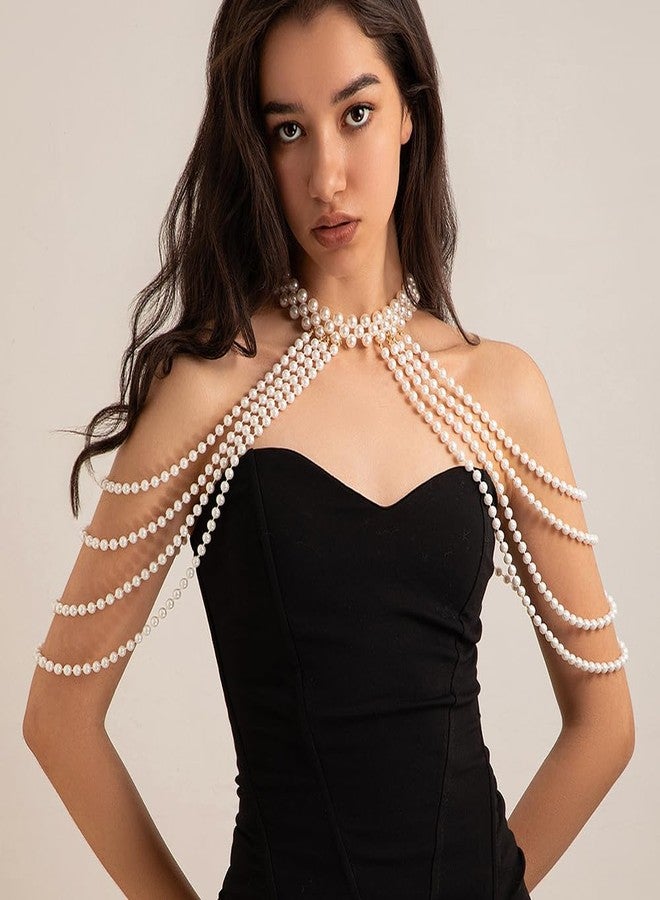 يرتير سلسلة ذهبية للجسم من YERTTER، قلادة كتف، مجوهرات للجسم، قلادة كتف، بيكيني من اللؤلؤ الصناعي، سلاسل حمالة صدر من اللؤلؤ للنساء، أزياء لحفلات الزفاف - Image 2