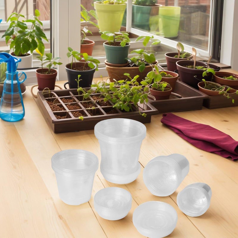 Clear Plastic Nursery Pots Set of 20 Round Planters 4 5 6 7 Inch with Drainage Holes - Image 4