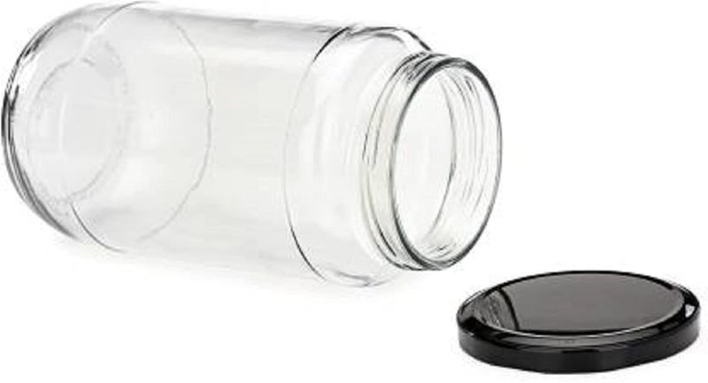 Mkd2 Rise Big Glass Jars For Kitchen Storage 1kg With Airtight Black Lid Set of 3 Transparent Container - Image 4
