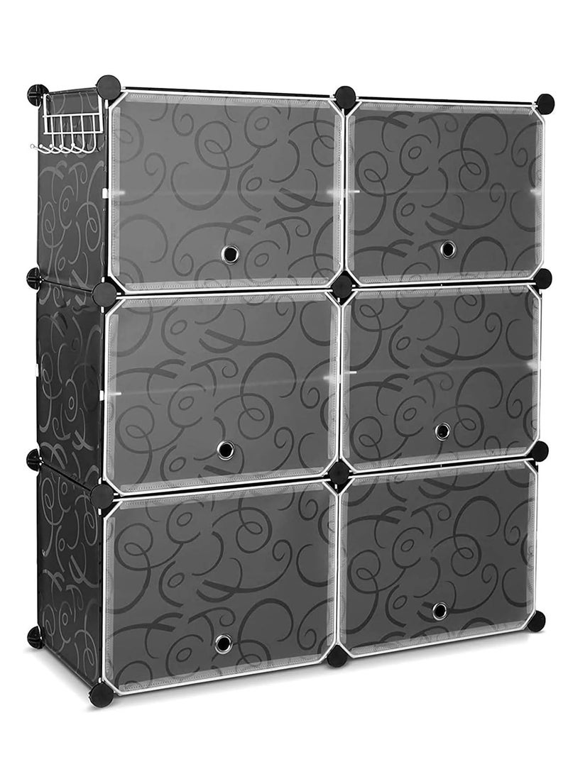 Generic 6 Cubes Black Flower Diy Storage Cabinet  - Image 1