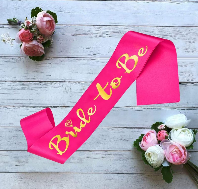 AMFIN® Bride to Be Sash, Bachelorette Party Sash, Perfect Match for Your Bridal Shower, Pre-Wedding Party, Satin Bride to be Sash - Dark Pink with White Text - Image 3