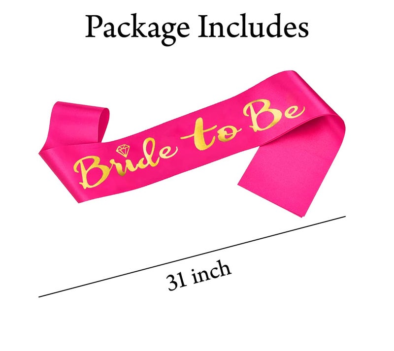AMFIN® Bride to Be Sash, Bachelorette Party Sash, Perfect Match for Your Bridal Shower, Pre-Wedding Party, Satin Bride to be Sash - Dark Pink with White Text - Image 2