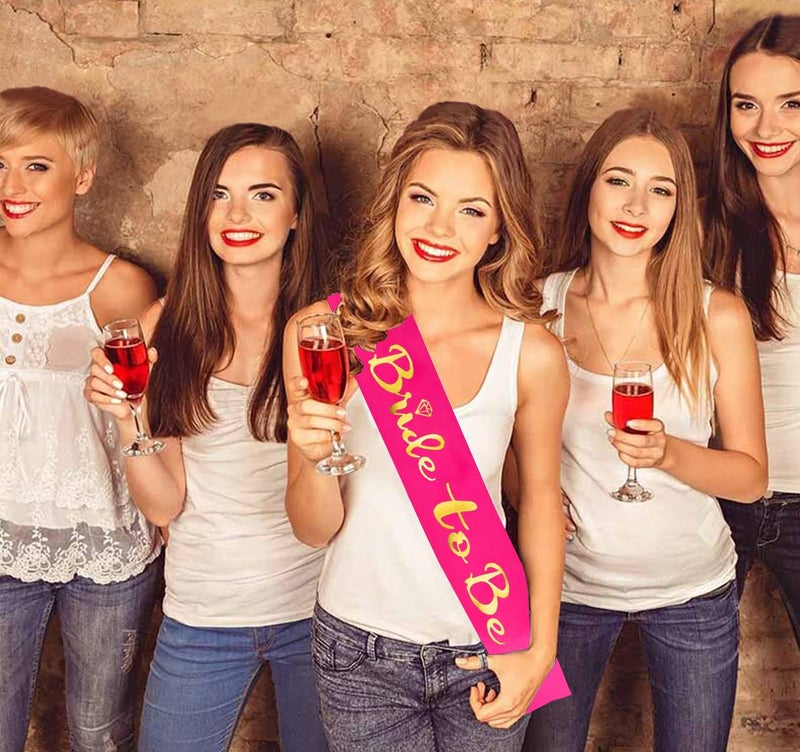 AMFIN® Bride to Be Sash, Bachelorette Party Sash, Perfect Match for Your Bridal Shower, Pre-Wedding Party, Satin Bride to be Sash - Dark Pink with White Text - Image 5