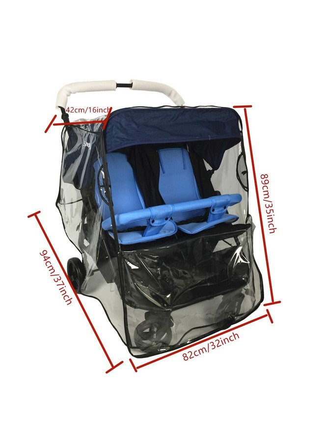 Ezkindheit Stroller Rain Cover,Universal Rain Cover for Side by Side Baby Stroller, Double Stroller Cover for Rain and Wind,Baby Outdoor Activities Accessories. - Image 2