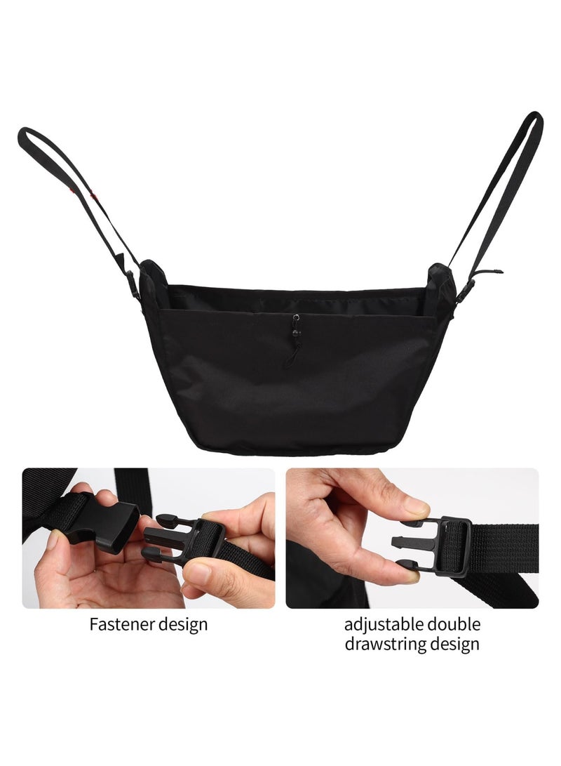 SYOSI Car Seat Organizer - Large Capacity Passenger Seat Storage Travel Bag, Portable, Foldable and Collapsible Miscellaneous Car Hanging Bag, Shopping Shoulder Bag, Reusable Tote with Drawstrings (Black) - Image 3