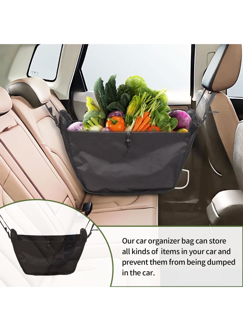 SYOSI Car Seat Organizer - Large Capacity Passenger Seat Storage Travel Bag, Portable, Foldable and Collapsible Miscellaneous Car Hanging Bag, Shopping Shoulder Bag, Reusable Tote with Drawstrings (Black) - Image 4