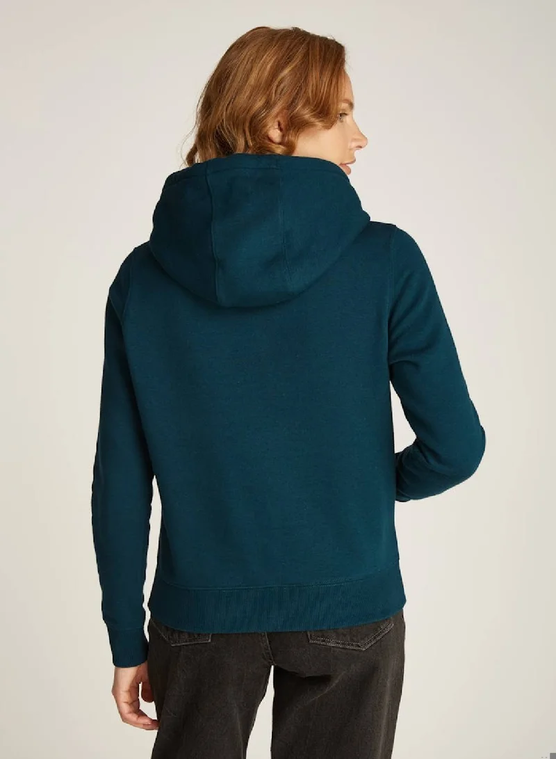 TOMMY JEANS Women's Regular Fit Flag Hoodie, Blue - Cotton