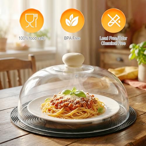WENWELL Glass Microwave Splatter Cover with Silicone Mat, 10Inch Plate Splatter Food Lid with Integrated Grip Handle and Vent Hole, BPA Free, Dishwasher Safe - Image 3