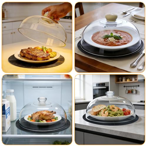 WENWELL Glass Microwave Splatter Cover with Silicone Mat, 10Inch Plate Splatter Food Lid with Integrated Grip Handle and Vent Hole, BPA Free, Dishwasher Safe - Image 5