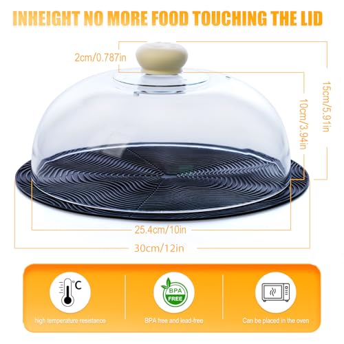 WENWELL Glass Microwave Splatter Cover with Silicone Mat, 10Inch Plate Splatter Food Lid with Integrated Grip Handle and Vent Hole, BPA Free, Dishwasher Safe - Image 4