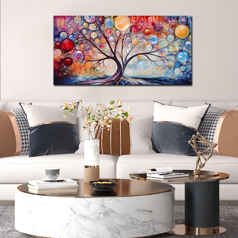 SIXTTART Tree Pictures Wall Decor Living Room - Colorful Artwork for Wall - Large Canvas Wall Art Ready to Hang Size 20" x 40" - Image 4