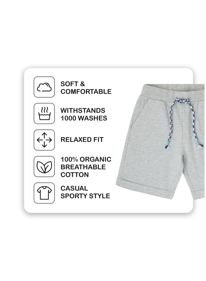 CANADA HOUSE Soft and Comfortable Light Grey French Terry Cotton Bermuda Shorts For Boys